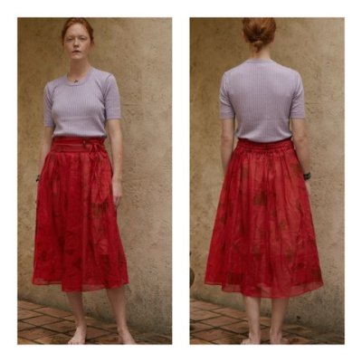 画像1: Du Tango(デュ・タンゴ)バードプリントスカート