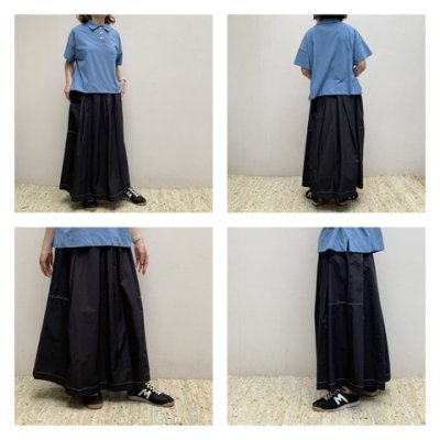 画像2: cafune（カフネ） 配色ステッチ フレアロングスカート