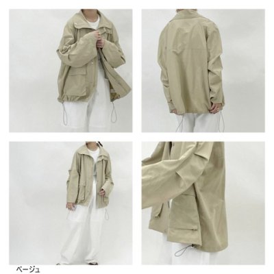 画像3: cafune（カフネ）リサイクルナイロン　スタンドジャケット recycle nylon hood jacket