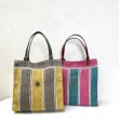 画像1: CLEDRAN（クレドラン）ジュート仕立て　ストライプ トートバッグ　STRIPE PATTERN TOTE (1)