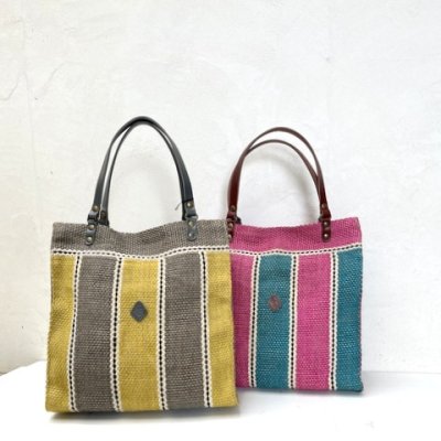 画像3: CLEDRAN（クレドラン）ジュート仕立て　ストライプ トートバッグ　STRIPE PATTERN TOTE