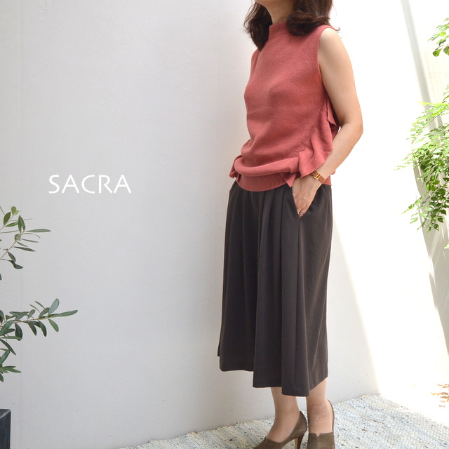 30%OFF】SACRA(サクラ) ラッフルフリル ノースリーブ ニットプルオーバー